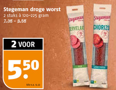 klik op dit plaatje voor een vergroting en voor vergelijkbare aanbiedingen gerelateerd aan
stegeman cervelaatworst chorizo droge worst 2 stuks kilo v.a. cervelaat stegeman cervelaatworst chorizo droge worst 2 stuks kilo v.a. cervelaat