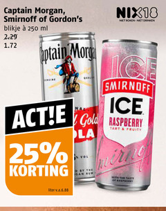  captain morgan gordons smirnoff mixdrank 25 250 blikje ml nix18 roken drinken ice gold raspberry la by rum tart fruity with taste liter 