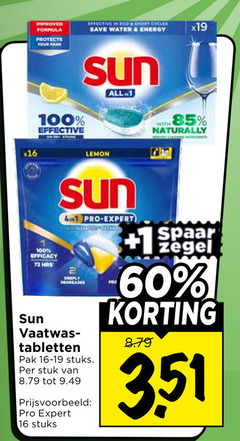  sun vaatwasmiddel 1 16 23 60 100 improved formula protects effective eco short save water energy efficacy all lemon pro expert deeply vaatwas tabletten pak stuks stuk with naturally spaar zegel 