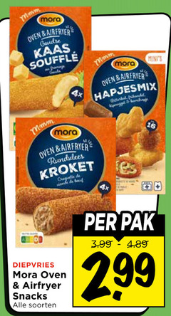  mora snacks 16 oven airfryer goudse kaas souffle kroket bout diepvries soorten pak 3.99 