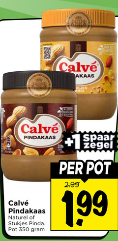  calve pindakaas 350 2006 naturel stukjes pinda pot 1 zegel spaar 