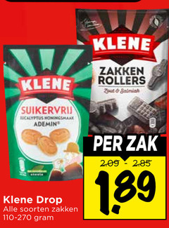  klene drop suikervrij honingsmaak ademin zakken rollers zout soorten zak 