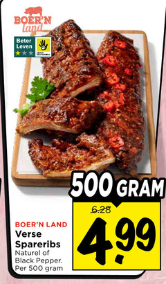  spareribs 500 land beter leven bescherming verse naturel black pepper 