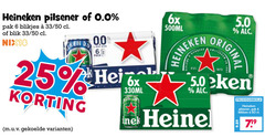  heineken 0.0 blikjes bier 6 25 50 pilsener pak 33 blik nix18 00 6x 500ml hei box 330ml blikken 