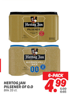  hertog jan blikjes bier 6 33 pilsener zacht bitter 5 1 alcoholvrij 00 0.0 blik pack 5.99 