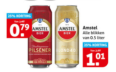  amstel blikjes bier 25 101 1870 traditiegetrouw licht pilsener blond volmout blikken liter 