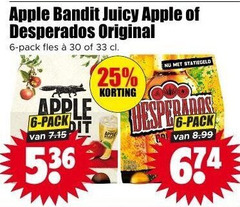  apple bandit desperados appelcider speciaalbieren 6 25 30 33 juicy original pack fles 
