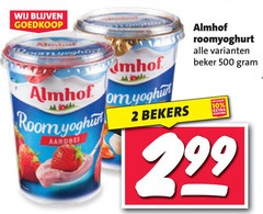  almhof vruchtenyoghurt 2 10 500 yoghurt room aardbei bekers roomyoghurt beker 