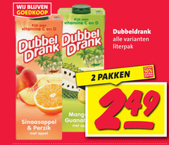  dubbeldrank fruitdrank 2 10 rijk vitamine dubbel drank sinaasappel perzik appel pakken 