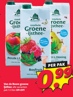  van de boom ice tea 99 perzik troebele groene ijsthee pak liter suiker bosfruit honing teen 