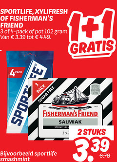  sportlife kauwgom 1 2 3 4 xylifresh friend pack pot sport fe sugar free 100g salmiak stuks smashmint 