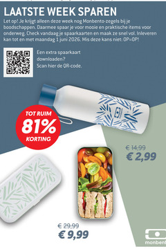  spaarakties 1 week sparen let monbento zegels spaar onderweg check inleveren maandag juni kans spaarkaart downloaden scan code 14 99 2 9 