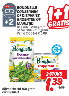  bonduelle groenteconserven diepvriesgroente 1 2 100 150 300 deka monbento conserven diepvries groenten maaltijd blik zak franse sperzieboontjes crispy mais stuks 