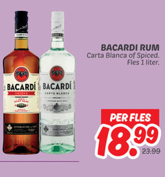 bacardi rum 1 carta blanca spiced fles liter establecido santiago 