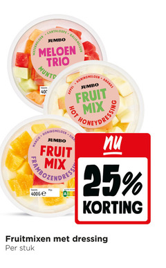  fruitsalade 25 400 watermeloen galia meloen jumbo trio gewicht honingmeloen appel ananas fruit mix mango framboos nutri dressing stuk 