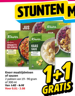  knorr maaltijdmix saus 1 2 19 90 300 spaghetti bolognese belofte stunten jus kaas vernieuwd personen maaltijdmixen sauzen pakken ml 