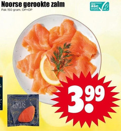  gerookte zalmfilet 150 noorse zalm pak lachs salmon 3.99 