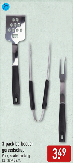  barbecue kookgerei 3 pack gereedschap vork spatel tang ca. cm 
