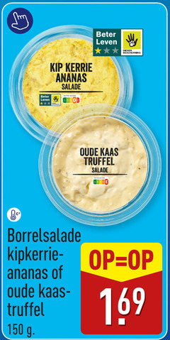  salade 150 beter leven bescherming kip kerrie ananas oude kaas truffel borrelsalade kipkerrie 