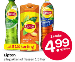  lipton ice tea 2 green peach sparkling stuks pakken flessen liter 