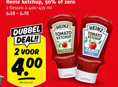  heinz tomatenketchup 2 50 200 ketchup zero flessen ml dubbel deal tomato liter v.a. 