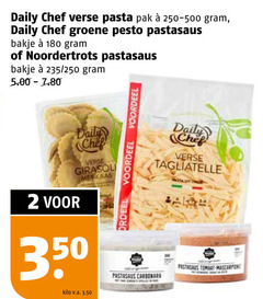 pastasaus pasta tagliatelle 2 180 350 daily chef verse pak groene pesto bakje noordertrots 250 kilo v.a. voordeel carbonara tomaat mascarpone 
