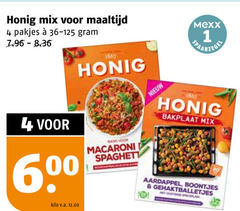  honig maaltijdmix 1 4 600 1867 mix maaltijd mexx bakplaat aardappel boontjes gehaktballetjes kilo v.a. macaroni spaghetti 