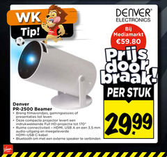  beamer voordeel tip denver presentaties leven compacte projector full hd projectie connectiviteit hdmi usb 3 5 mm audio uitgang kabel electronics stuk bluetooth externe speaker verbinden 