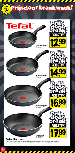  koekenpan 22 24 28 tefal cm stuk pannen wokpan warmtebronnen inductie 