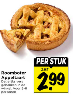  appeltaart roomboter dagelijks vers gebakken personen stuk 