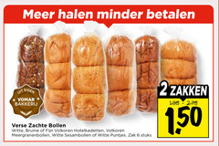  bolletjes 2 6 minder bakkerij verse zachte bollen witte bruine fijn volkoren hotelkadetten meergranenbollen sesambollen puntjes zak stuks zakken 1 50 