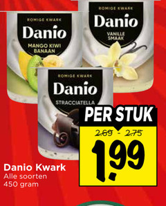  danone danio kwark 450 mango kiwi banaan romige stracciatella soorten vanille stuk 