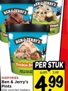  ben and jerrys ijsspecialiteit cream cookie stuk diepvries with chip cask pints soorten bekers 