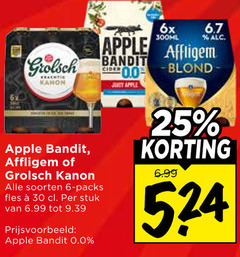  affligem grolsch apple bandit speciaalbieren appelcider 6 25 30 kanon soorten fles stuk 0.0 6x 300ml cider 