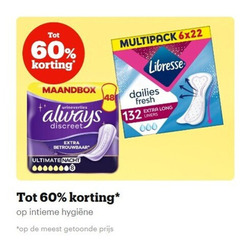  libresse always inlegkruisjes maandverband 60 urineverlies discreet multipack dailies fresh ultimate nacht intieme 