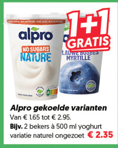  alpro soja yoghurt 1 2 500 sans sucres riche sugars nature lauwe bosbes myrtille bekers ml variatie naturel ongezoet 