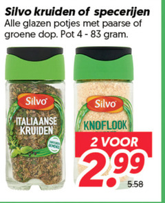  silvo kruiden 2 4 specerijen glazen potjes paarse groene dop pot italiaanse knoflook 