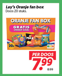  20 oranje fan box doos stuks sjaal lays bugles 20x 