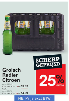  grolsch radler bier 24 25 30 0.0 citroen krat scherp geprijsd 