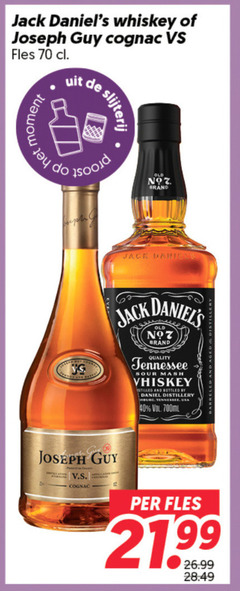  40 slijterij jack whiskey joseph guy cognac vs fles moment brand quality tennessee sour mash distilled and bottled by daniel distillery 700ml 