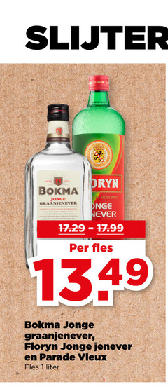  1 slijterij florin bokma jonge graanjenever fles floryn jenever parade vieux liter 