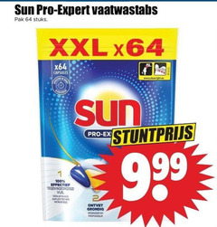  sun vaatwasmiddel 64 100 pro expert vaatwastabs pak stuks xxl capsules eco effectief ovengedroogd vuil efficace incrustees ontvet profondeur  