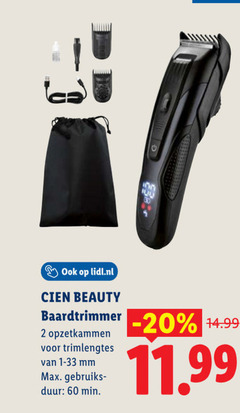  2 60 lidl.nl cien beauty baardtrimmer opzetkammen mm min 