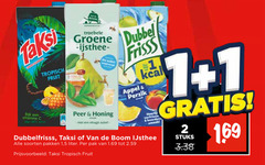  dubbelfrisss taksi dubbeldrank fruitdrank 1 2 rijk vitamine tropisch fruit boom groene dubbel frisss peer honing appel perzik verfrissend ijsthee soorten pakken 5 liter pak stuks 