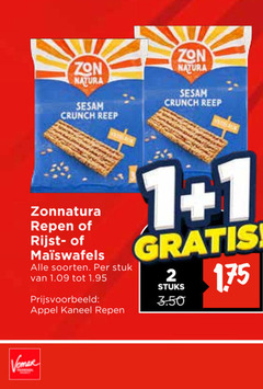  zonnatura mueslirepen 1 2 zon natura sesam crunch reep repen rijst soorten stuk appel kaneel stuks 