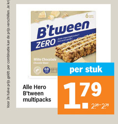  2e halve combinatie zero toegevoegde suikers sans sucres witte chocolade chocolat blanc stuk hero multipacks 