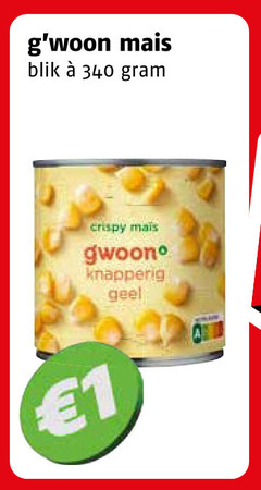  1 mais blik crispy gwoon knapperig geel 