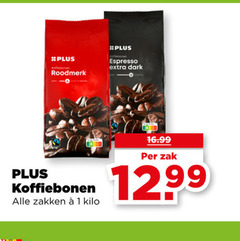  plus huismerk koffiebonen 1 roodmerk zakken kilo espresso dark zak 