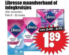  9 22 32 libresse maandverband inlegkruisjes pak stuks dailies fresh regular 