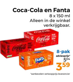  coca-cola fanta cola frisdrank 8 150 coca ml for mini fant pak 
